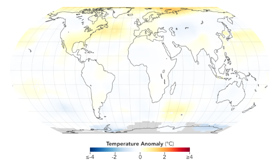 温度的变化anomalía温度变化años 1950-1954